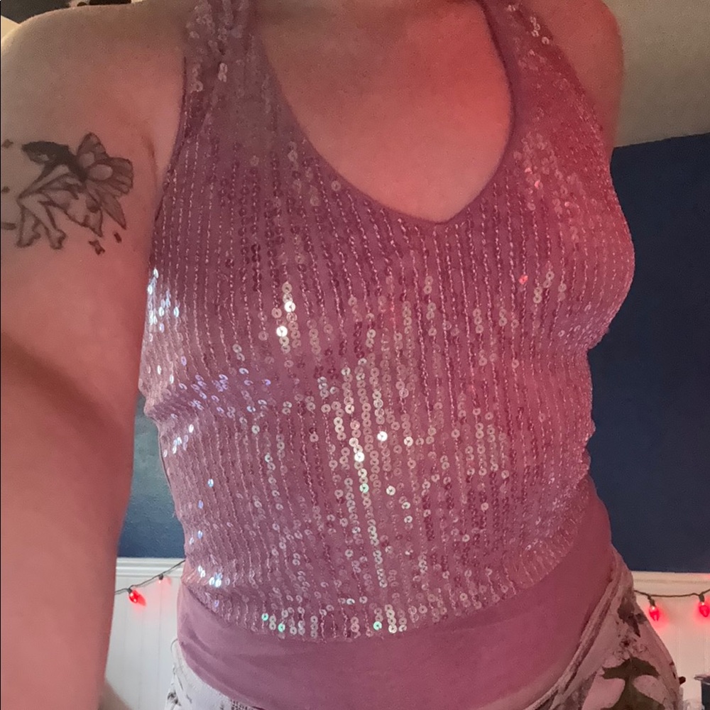 Pink Sequin Halter Top